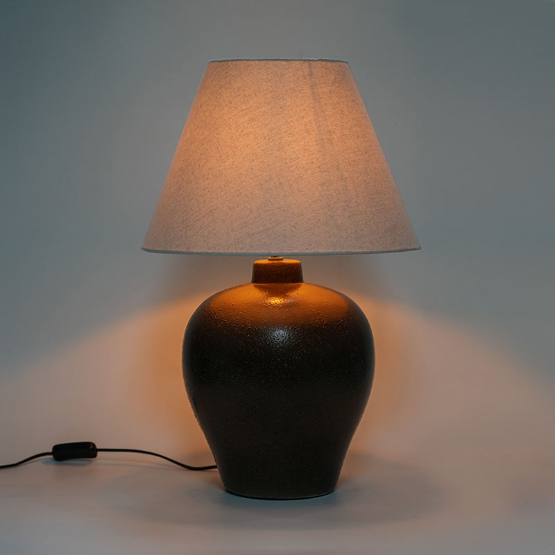 Keramisk burk retro ny kinesisk stil sängbordslampa
