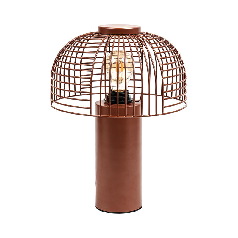 Svart fågelbur smides järnbordslampa
